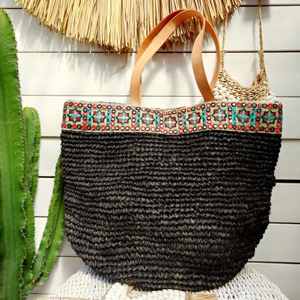 My Bliss Home Bolso de rafia, negro
