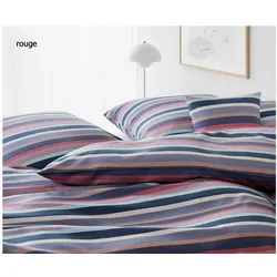 Elegante Bettwäsche Color Stripe - 	135x200 cm + 80x80 cm	rouge