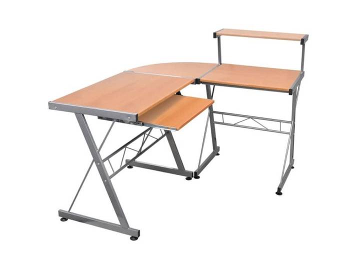 Best 2026  - BUREAU Brun KENNETH - 1 PCS - Table d'écriture d'angle Marron 132x112x99cm Bois ingénierie2467