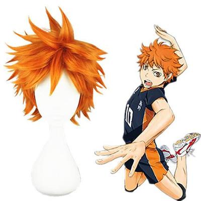 cosplay kostüm perücke cosplay perücke hinata shoyo haikyuu gerade cosplay geschichtete haarschnitt perücke kurze braune synthetische haare 14 zoll herren anime cosplay cool brown