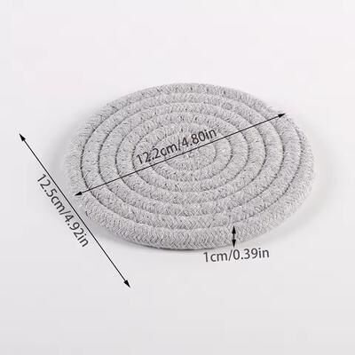 Inspired Living SilkWeave Round Cotton Cup Mat 12 Cm Stylish Tabletop Coaster & Heat Protection Pot Holder b