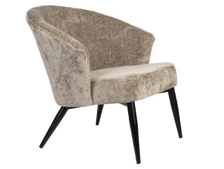 Loungesessel Delvian – aus Chenille - Taupe - Stoff - Luxusbetten24