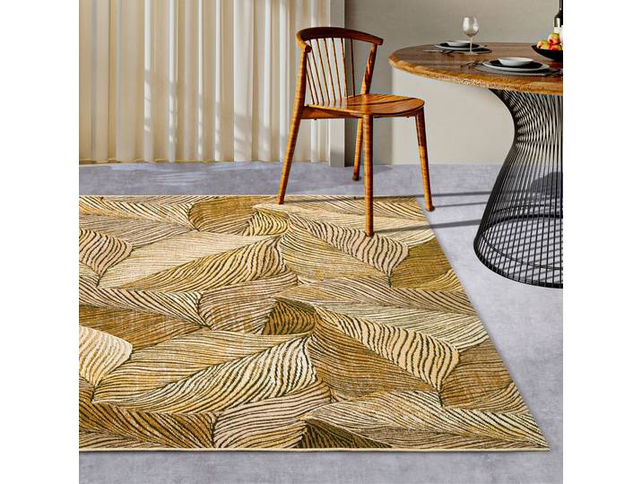 Outdoorteppich VILLEROY & BOCH Eugene , schwarz (gold,schwarz), B:200cm H:3mm L:285cm, Polyester, Polypropylen, Teppiche, Outdoorteppich, In- und Outdoor, Flachgewebe, wetterfest, Balkon, Garten, Terrasse