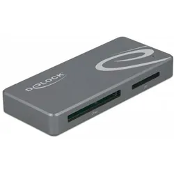 Delock Card Reader Extern 91754 USB-A/C für CF und SD (USB), Speicherkartenlesegerät, Grau