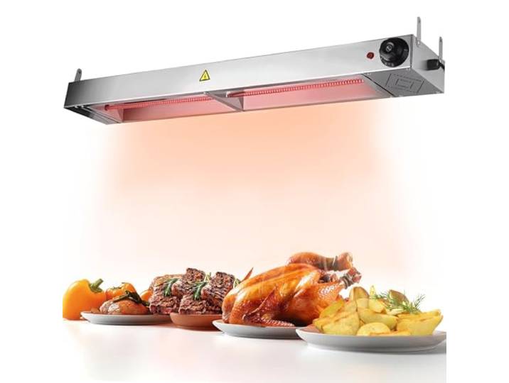 Wärmelampe Küche Gastro, Hängend Wärmelampe Gastronomie für Speisen Edelstahl Lebensmittel Wärmelampe, Kommerzielle Speisenwärmer Lampe für Party und Buffet, Einstellbarer Temperatur 30-85℃