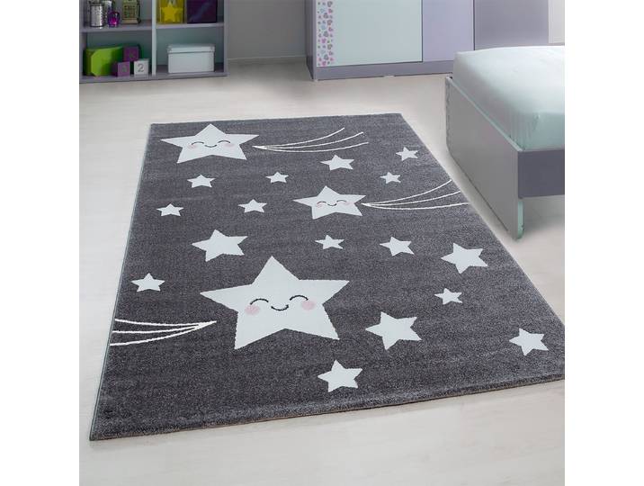 Kinderteppich Kids Sternchen 80 x 150cm Grau/Grau