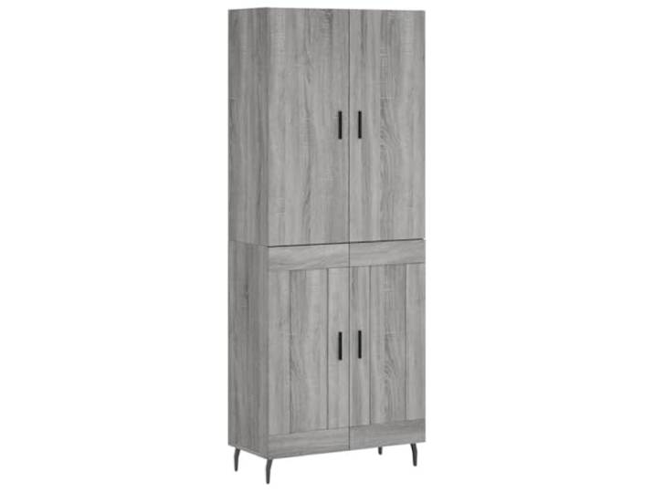 HGFDVCMR Highboard Grau Sonoma 69,5x34x180 cm Schrank aus Holzwerkstoff Mehrzweck-Kommode fürs Wohnzimmer mit Metallfüßen und stabilen Türen für geordnete Aufbewahrung kleinerer Alltagsdinge.