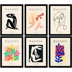 POSTER Set Mit 6 Illustrationen Von Henri Matisse Silhouetten A3 Schwarzer Rahmen