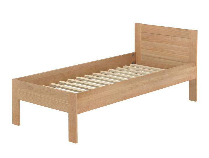 Zeitloses Einzelbett 90x200 Buche massiv lackiert mit Zubehör