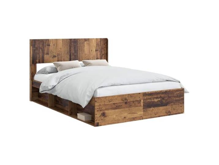 PUGYNBK Bettgestell mit Stauraum und Kopfteil Qualitätsholz, Lattenrost aus Sperrholz, ohne Boxspring, einfache Reinigung, einfache Montage
