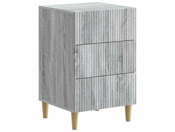 KDVXBCQJH Nachttisch 43x41x66,5cm Graues Sonoma Holzwerkstoff 3 Schubladen Kompakter Beistelltisch fürs Schlafzimmer mit reichlich Stauraum in moderner Holzoptik für eine aufgeräumte Atmosphäre.