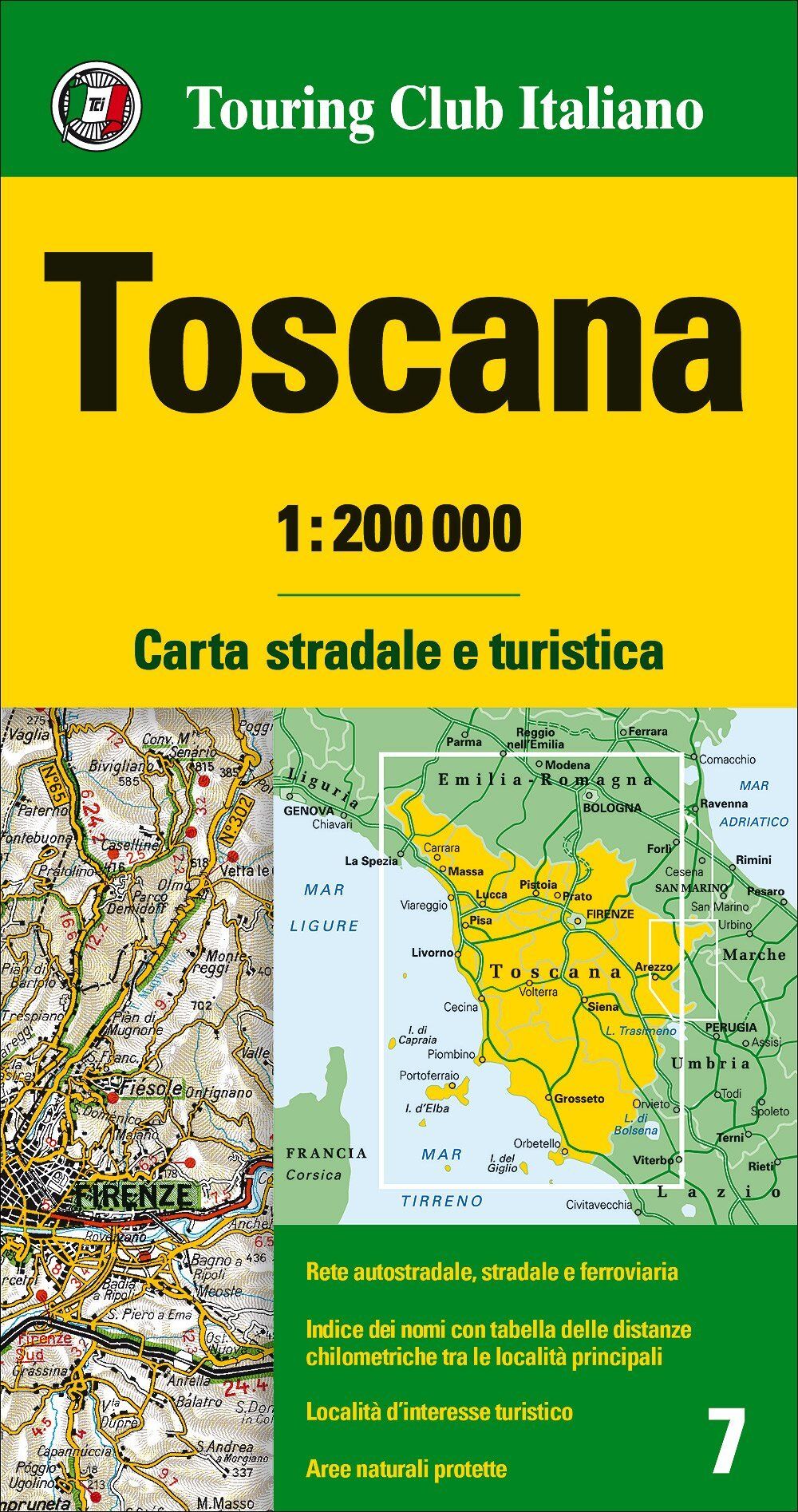 Carte routière n° 7 - Toscane   Touring Club Italiano-1/200 000