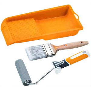 Böttcher-AG Malerset EvoStar Profi Set, 4-teilig, mit Farbroller, Farbwalze, Flachpinsel & Farbwanne
