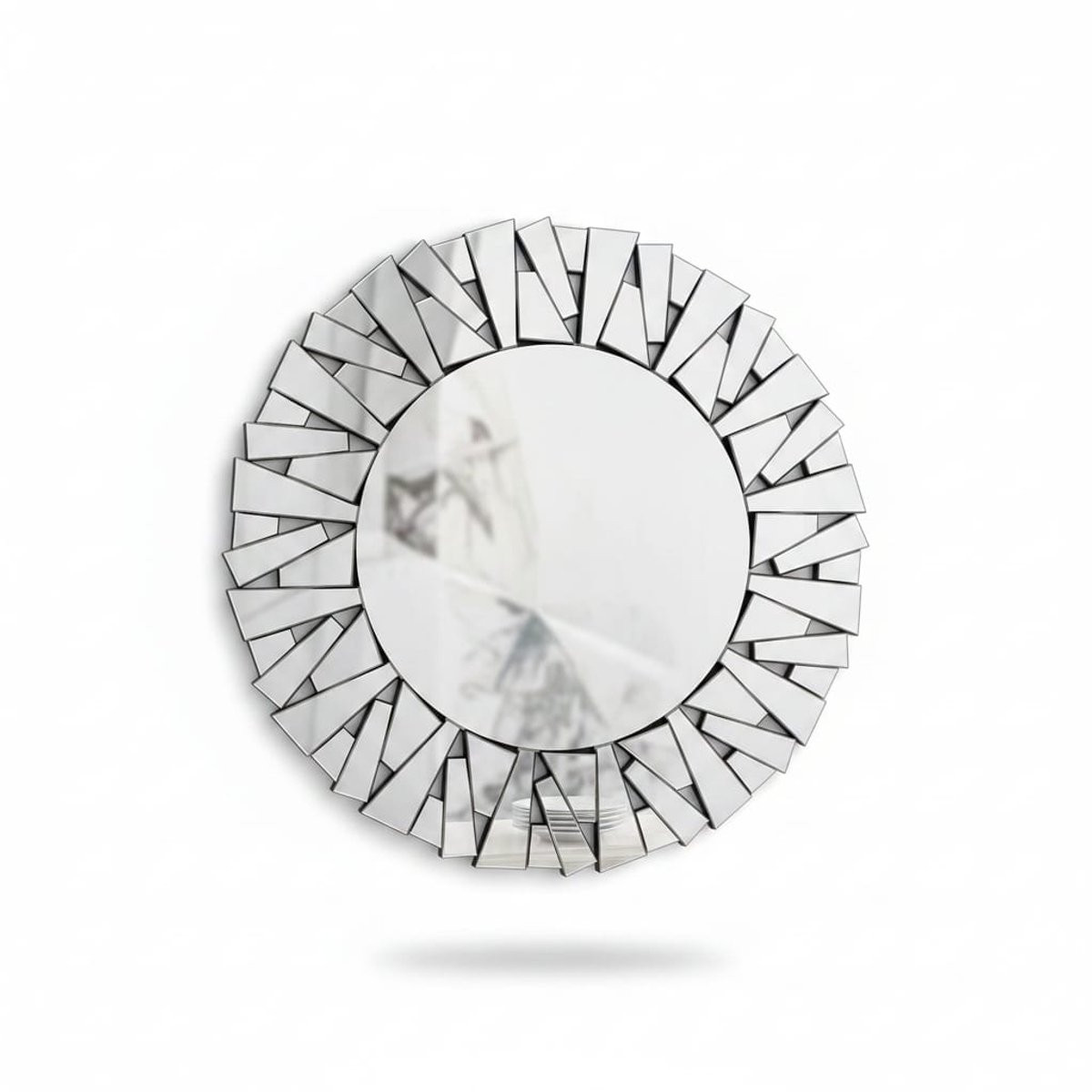 Klarven Wandspiegel Zonnestralen Zilverkleurig - Rond - B/D/H: 92 x 8,7 cm