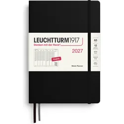 Leuchtturm 1917 Akademischer Wochenplaner Hardcover 2027 EN A5, schwarz