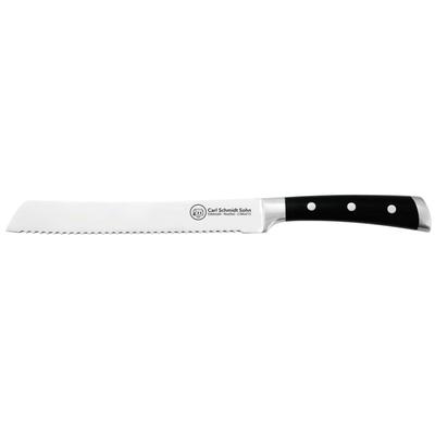 Brotmesser CARL SCHMIDT SOHN "HERNE, 23 cm, Edelstahl rostfrei", schwarz, Klingenlänge 23cm, Edelstahl, Kunststoff, Kochmesser, Brotmesser, mit ergonomischem Griff und Messerkropf