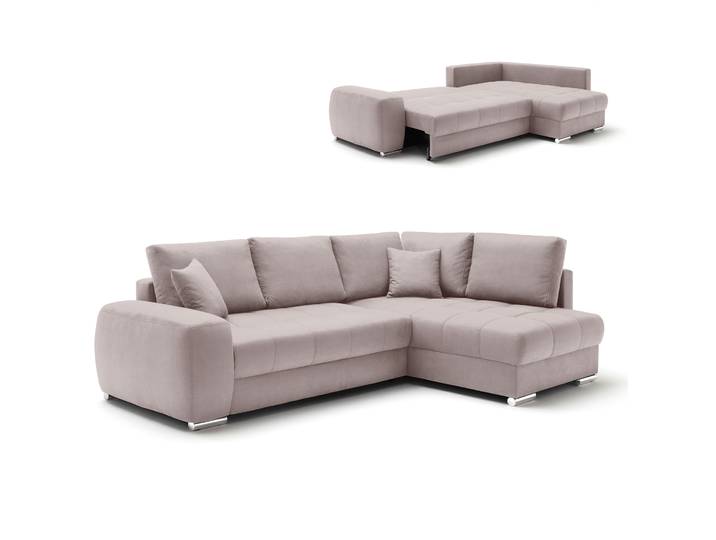Ecksofa - taupe - Boxspringfederung - Dauerschläfer - Chromfüße