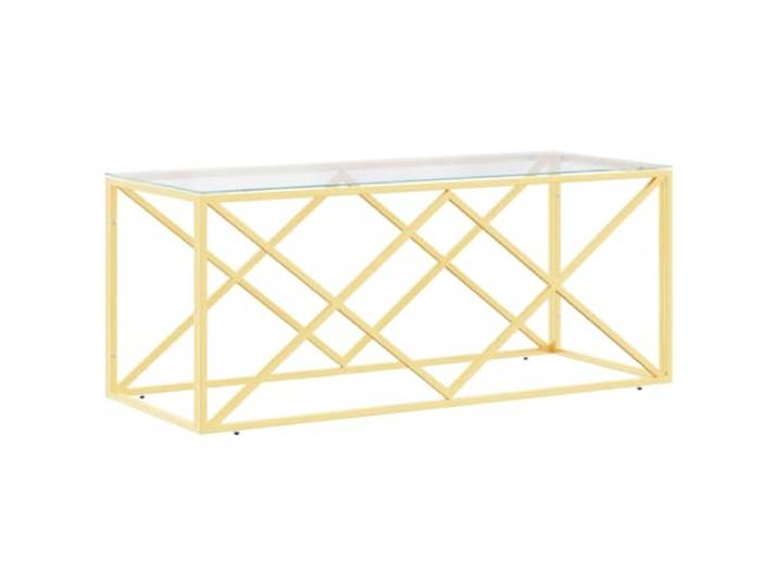 Tmriohed Couchtisch 110x45x45 cm Edelstahl & Glas Gold Wohnzimmertisch Modernes Möbelstück für Ihr Wohnzimmer mit robuster Glasplatte und elegantem Metallgestell für Snacks und Dekoration.