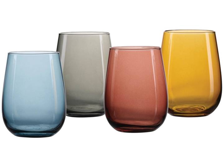 Gläser-Set RITZENHOFF & BREKER Palermo , bunt, B:8cm H:11cm Ø:8cm, Glas, Trinkgefässe, Gläser-Set, Trinkglas im 4er Set, je 475 ml