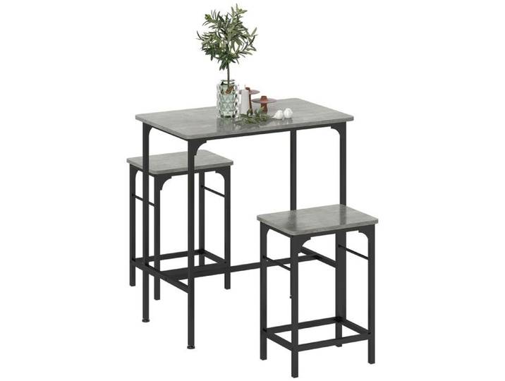 Ensemble table de bar table de bar avec tabourets de bar table à manger avec 2 chaises à pieds antidérapants gris