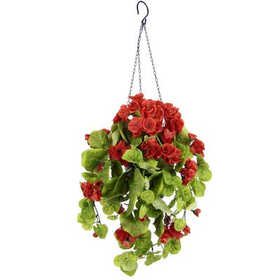 Kunstblume I.GE.A. "Geranie", rosa, B:24cm H:60cm L:22cm, Obermaterial: 85% Polyester, 10% Kunststoff, 5% Metall, Kunstpflanzen, Im Topf, mit Hängeampel, künstliche Geranien
