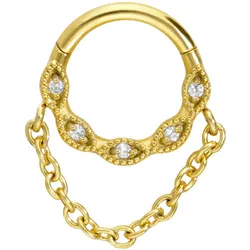 Chirurgenstahl Segmentring Clicker EINGEFASSTE KRISTALLE + KETTE