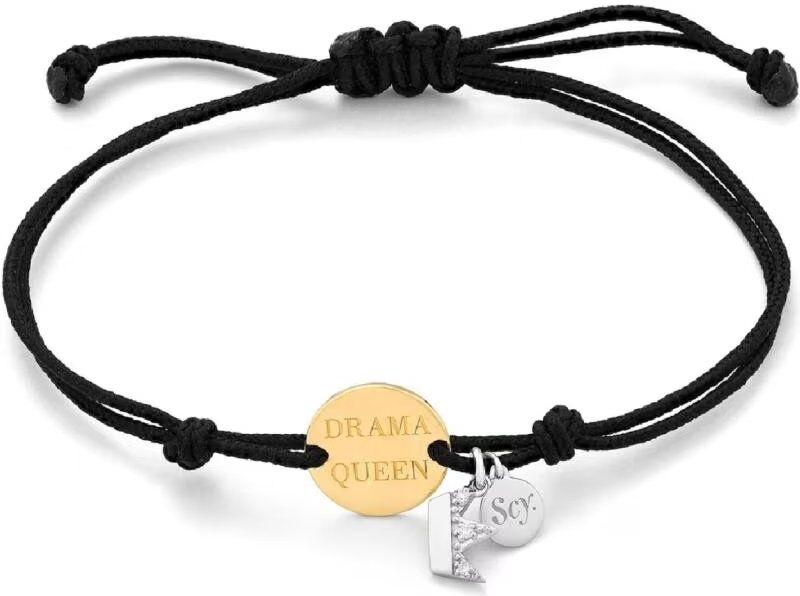 Pulsera Ajustable Secrecy B3729cdaww190 Con Charms "Drama Queen" Y "Everiso" 18cm Mujer