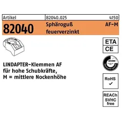 Lindapter, Zubehör Befestigungstechnik, Klemme R 82040 MM 20 Sphäroguss feuerverzinkt