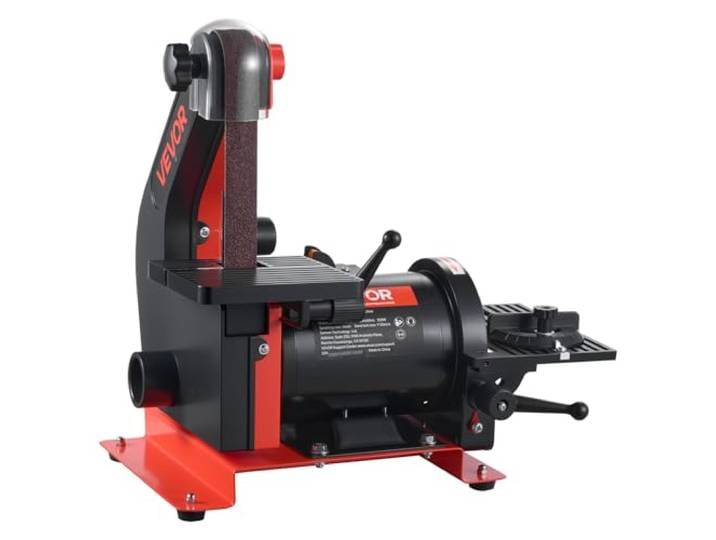 VEVOR Ponceuse à Bande et à Disque 250 W Bande Abrasive 25\,4 x 762 mm Disque de Ponçage 125 mm Table de Travail Réglable 0-45° avec Port de Poussières pour Travail du Bois Rénovation Meubles Bricolage
