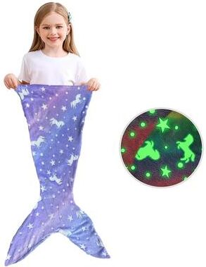 Uplift Essentials Glow In The Dark Mermaid Tail Blanket For Girls Super Soft Flannel purple