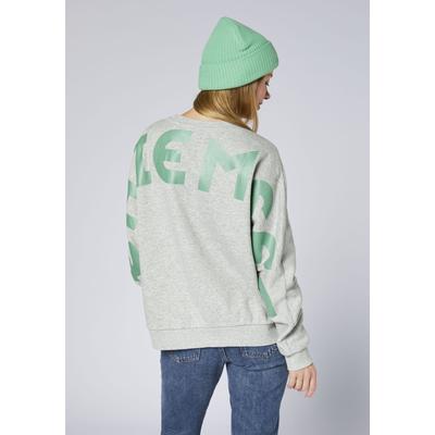Sweatshirt CHIEMSEE, Damen, Gr. XS (32), grau (neutral gray melange), 90% Baumwolle, 10% Viskose, Rundhals, Sweatshirts Sweatshirt