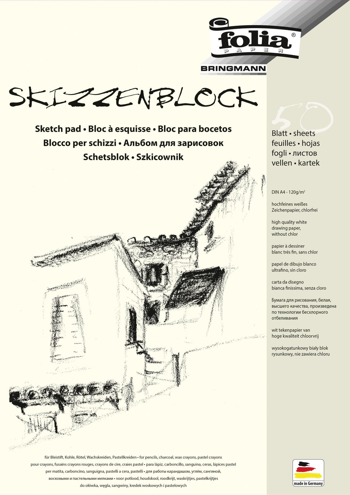 folia Skizzenblöcke DIN A4, 50 Blatt 8304