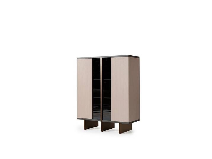 JVmoebel Barschrank Beiger Holz-Barschrank mit minimalistischer Vitrine und Stauraum (1-St)