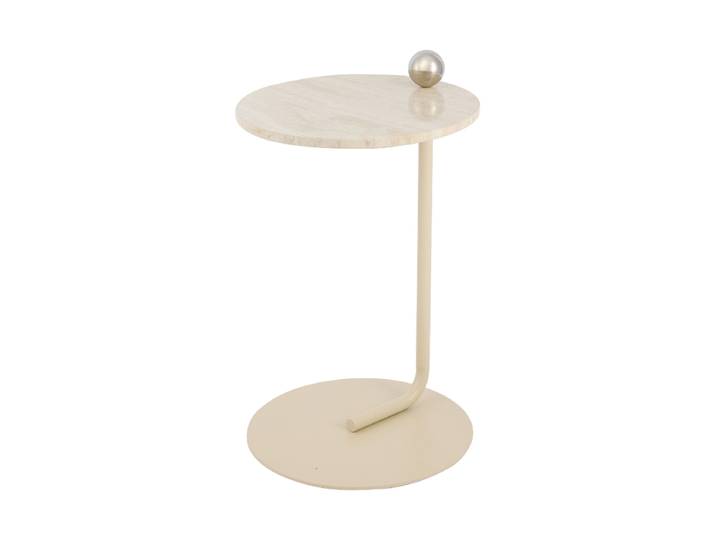 Travertin Design Beistelltisch „Castellum“ Ø 40 x 60 cm Beige, Travertin AYTM