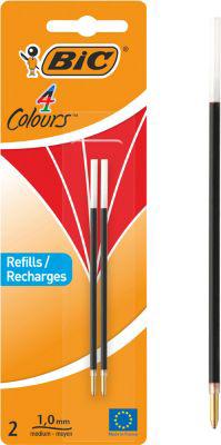 BIC 4 Colours Original Nachfüllminen, mittlere Spitze, Rot, 2er Pack