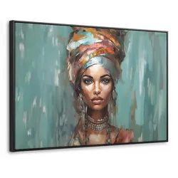 LEINWAND Bilder mit Rahmen - Frau - Kunst - Schmuck - Porträt - 120x80