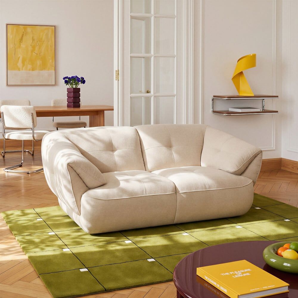 Habitat Canapé 2 places en tissu - crème Blanc 194x79x100cm