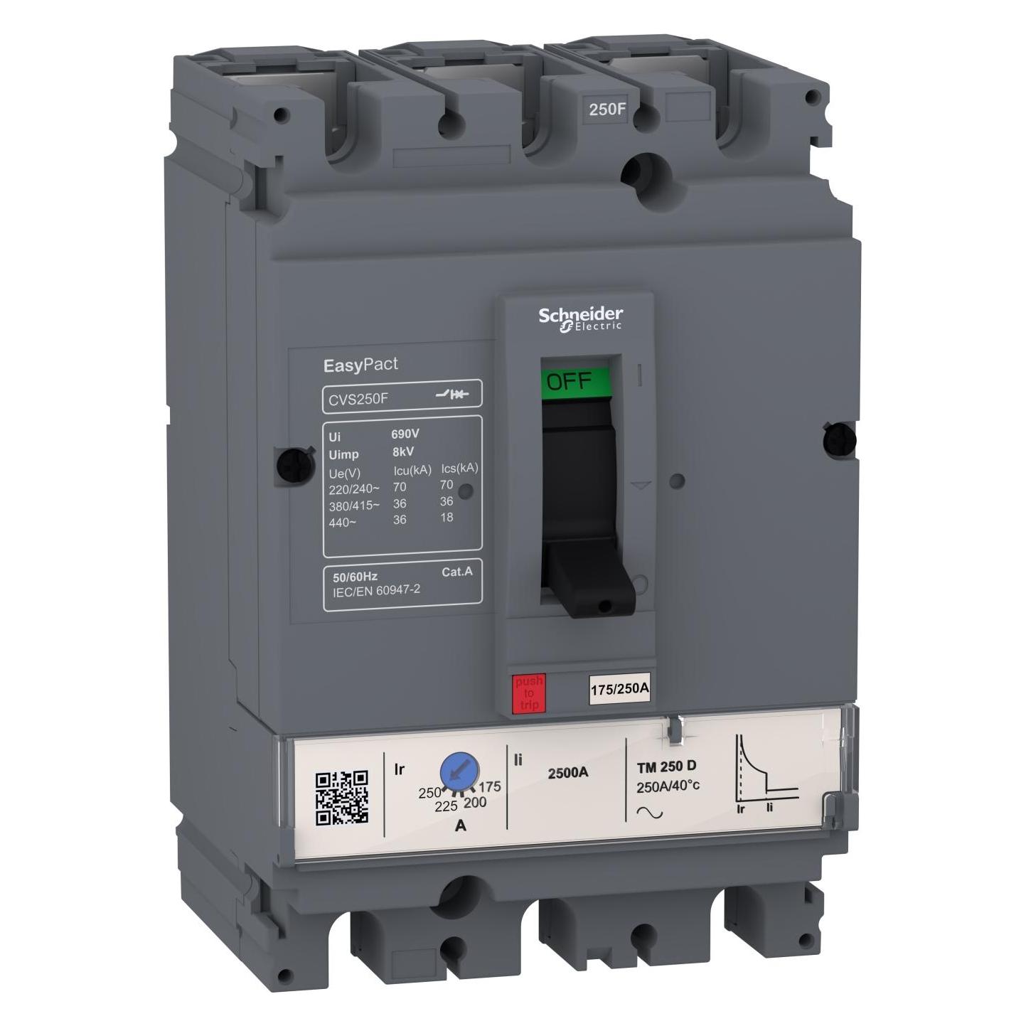 Schneider EasyPact CVS100F Leistungsschalter, 36 kA bei 415 VAC, 3P 3d, TM-D 32 A Auslöser LV510332 (LV510332)