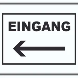 HB-Druck Eingang Pfeil links Schild A5 (148x210mm)