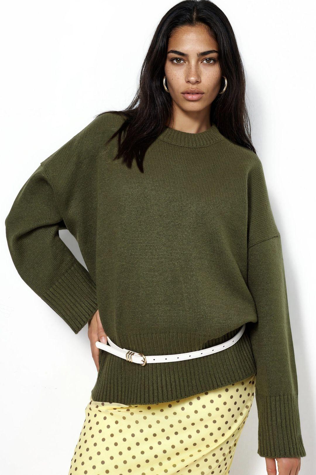 Oversized Rundhalsausschnitt Strickpullover