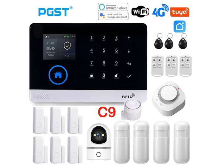 Système d'alarme PGST PG103 4G Tuya Smart Home Wifi GSM sans fil pour la maison, contrôle à distance par appel/SMS, Zigbee Gautone