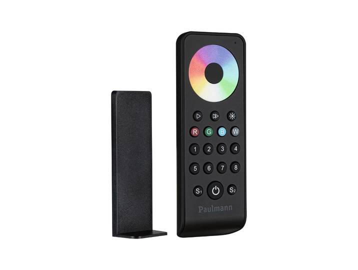 PAULMANN LED-Streifen Pro Funk Remote RGBW Multi Color 8 channels 2.4GHz Weiß/Kunststoff , schwarz, Gesamtlänge 12,2m, Lichterketten, Fernbedienung, LED-Streifen
