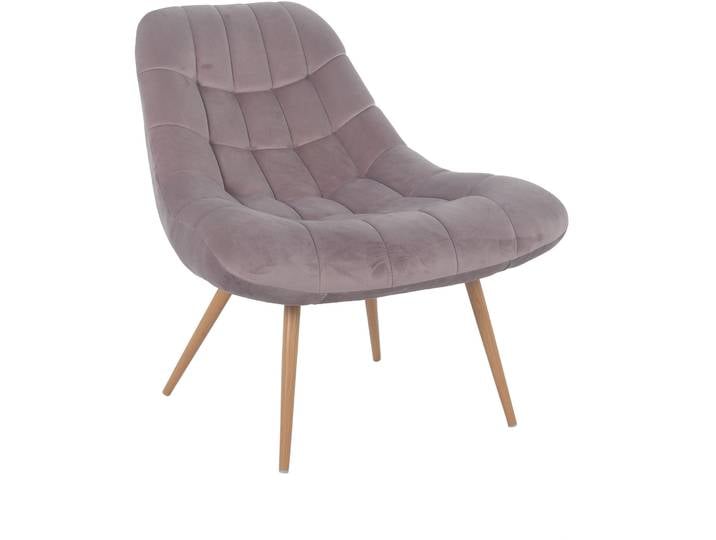 Stilvoller Sessel Bruce Samt, Metall Rosa, Beige B 76 cm T 85.6 cm H 85.6 cm - Sessel