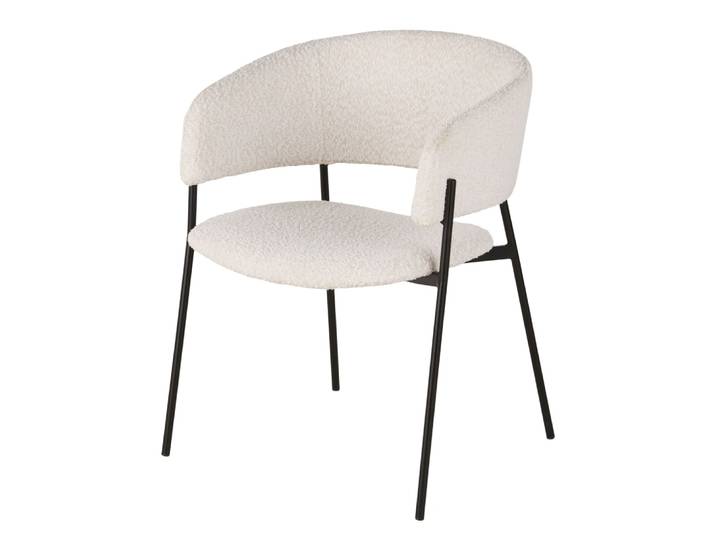 Fauteuil de table en tissu bouclettes recyclé écru