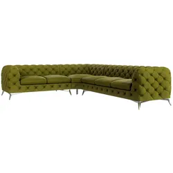ECKSOFA Chesterfield Laura Olive Samt