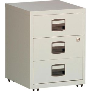 Bisley-Home Rollcontainer PFA, aus Metall, lichtgrau, mit 3 Schubladen, abschließbar