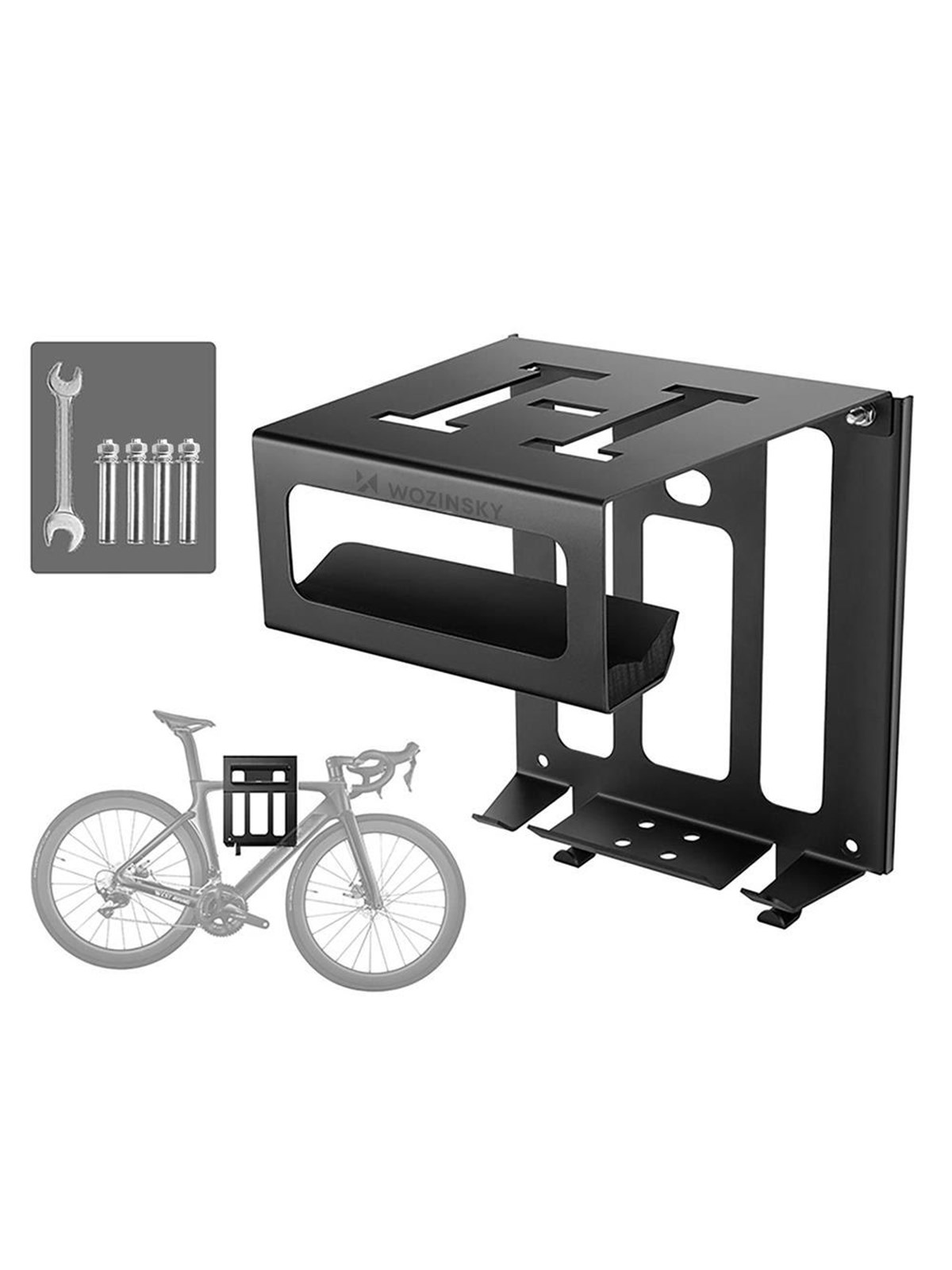 Wozinsky WSW-02S Bike Hanger for 16-29" Bikes with Mounting Kit - Black