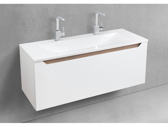 Badmöbel Monza 120 cm Doppelwaschtisch, weiß hochglanz