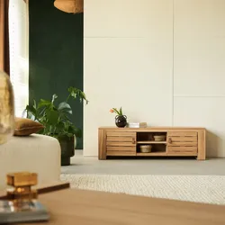 TV Schrank aus massivem Teakholz Minimalys 135 cm