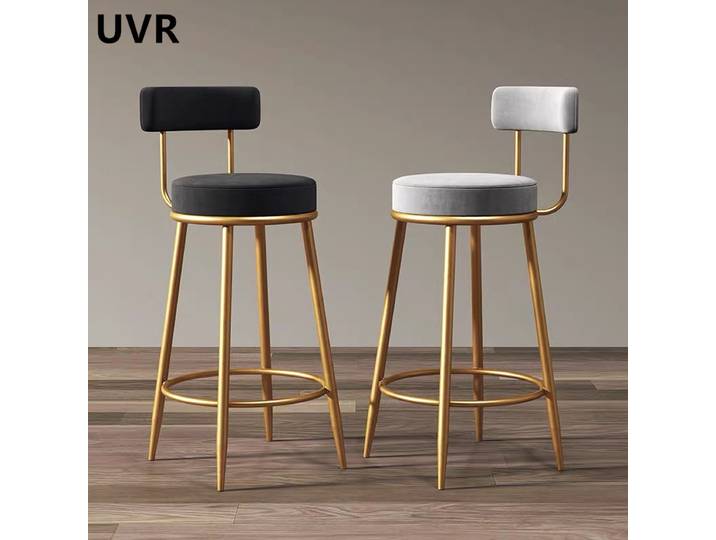 Chaise de bar rétro nordique UVR, chaise de bar pour la maison, chaise créative avec dossier, tabouret haut pour comptoir de bar ou salon de thé